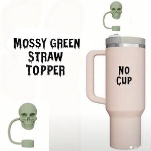 Straw Cover, 10 mm Straw, MOSSY GREEN Skull, NEW, Dust /Bug/Germ Proof y…